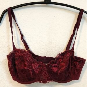 Soma Maroon Lace Embraceable Balconette Bra, Size 32DD